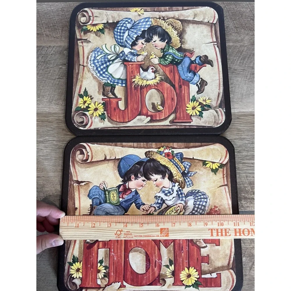 Joy Home Wood Wall Plaques Country Decor Rustic Vintage Hanging 11.5